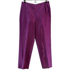 BLOOMINGDALE'S Women's 100% Silk High Rise Dress Pant Trouser • 12 • purple
